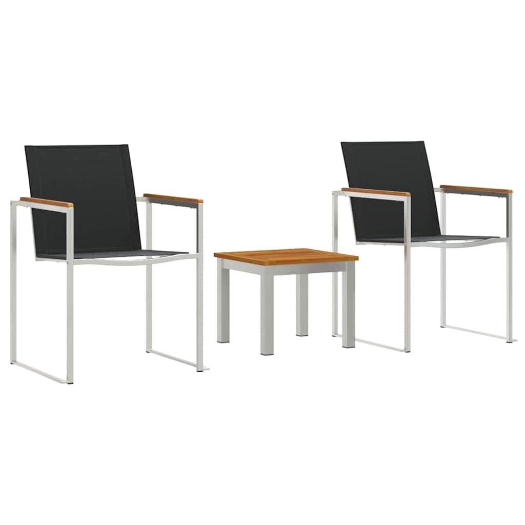 Garten Essgruppe 3 pcs Braun und Schwarz Massivholz Akazie