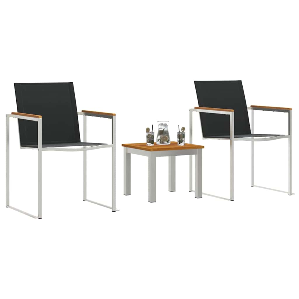 Garten Essgruppe 3 pcs Braun und Schwarz Massivholz Akazie