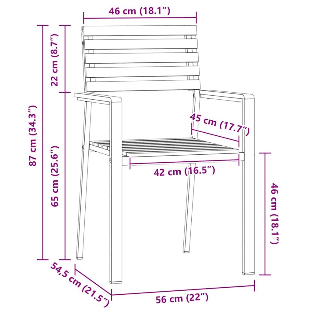 Gartenstuhl 6 pcs Öl-Natur 56 x 54,5 x 87 cm Massivholz Akazie