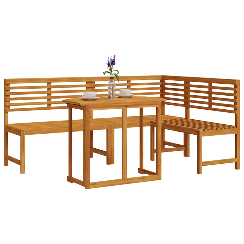 Gartenbänke Set 3 pcs Braun Massivholz Akazie