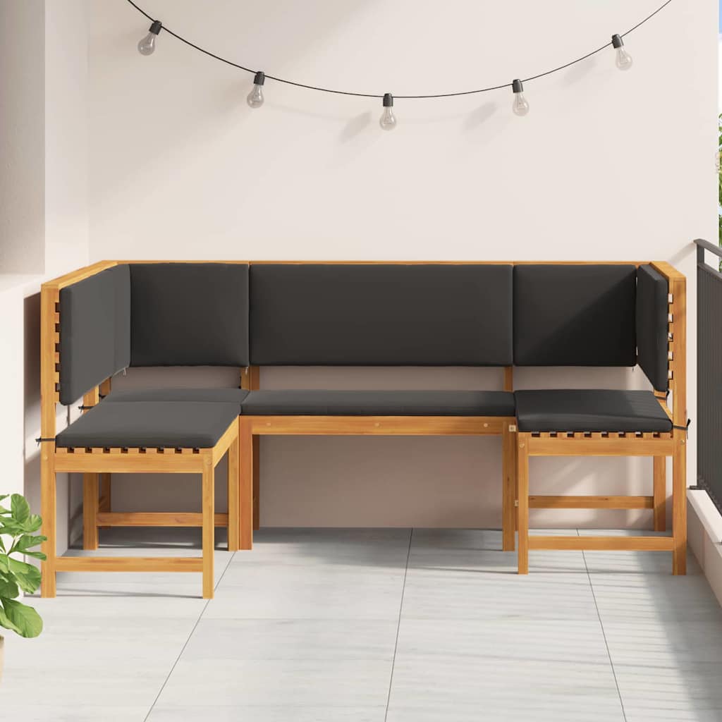 Gartenbänke Set 3 pcs Braun Massivholz Akazie