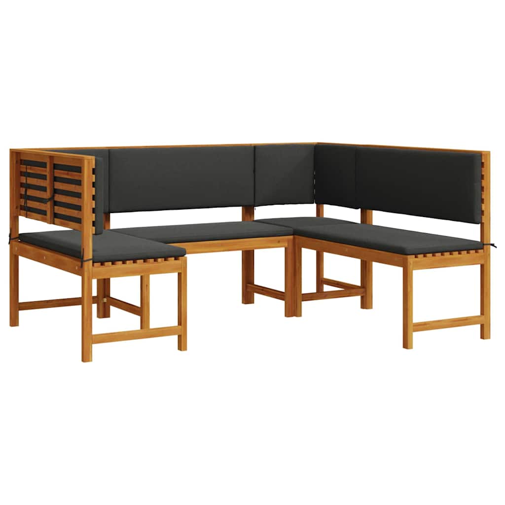 Gartenbänke Set 3 pcs Braun Massivholz Akazie