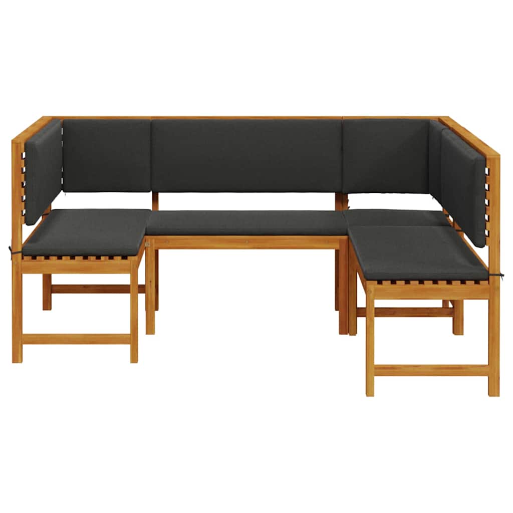 Gartenbänke Set 3 pcs Braun Massivholz Akazie