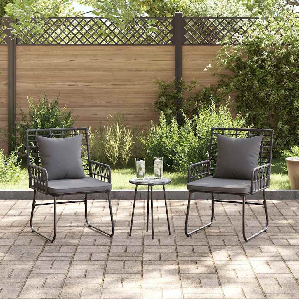 Garten Essgruppe 3 pcs Schwarz und Anthrazit Poly-Rattan