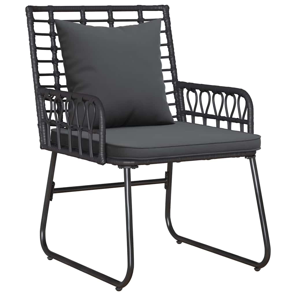 Garten Essgruppe 3 pcs Schwarz und Anthrazit Poly-Rattan