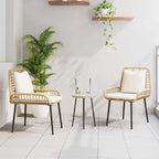 Garten Essgruppe 3 pcs Braun und Creme Poly-Rattan