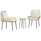 Garten Essgruppe 3 pcs Braun und Creme Poly-Rattan