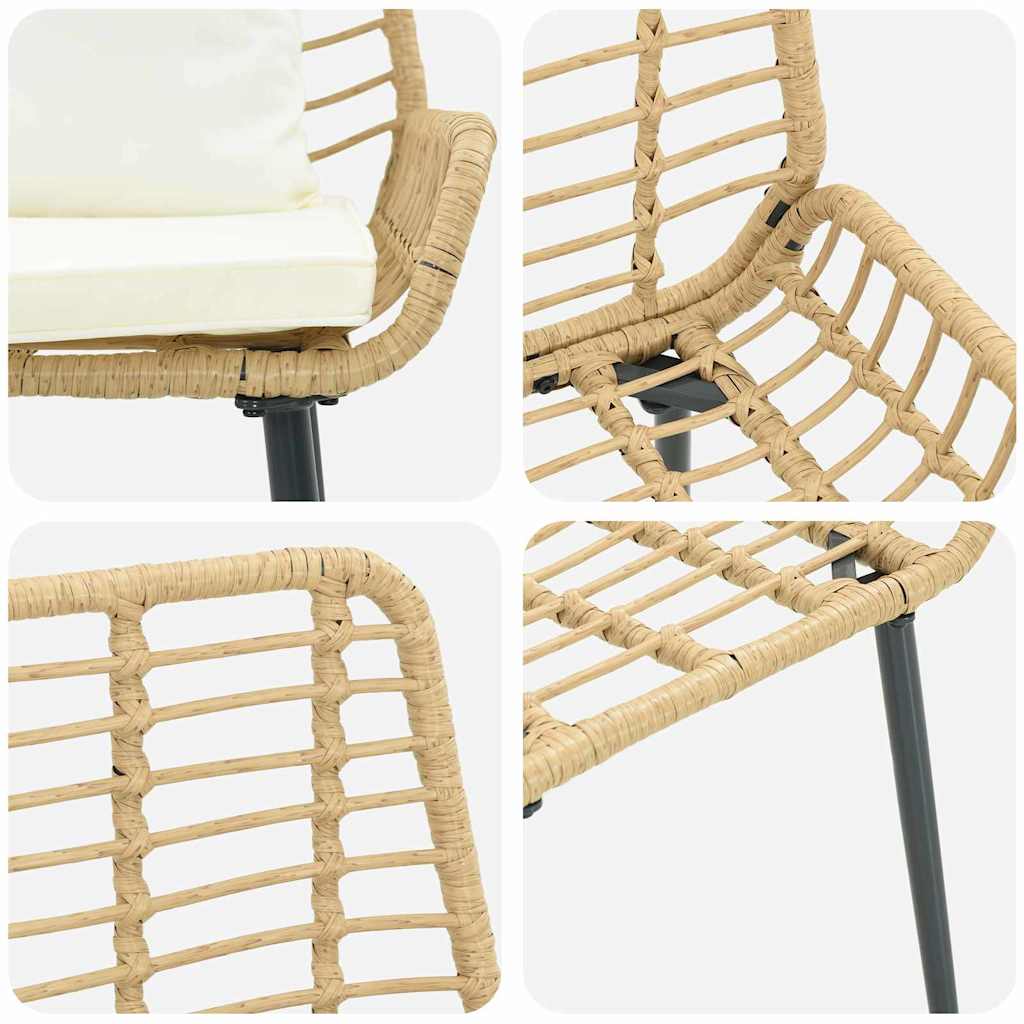 Garten Essgruppe 3 pcs Braun und Creme Poly-Rattan