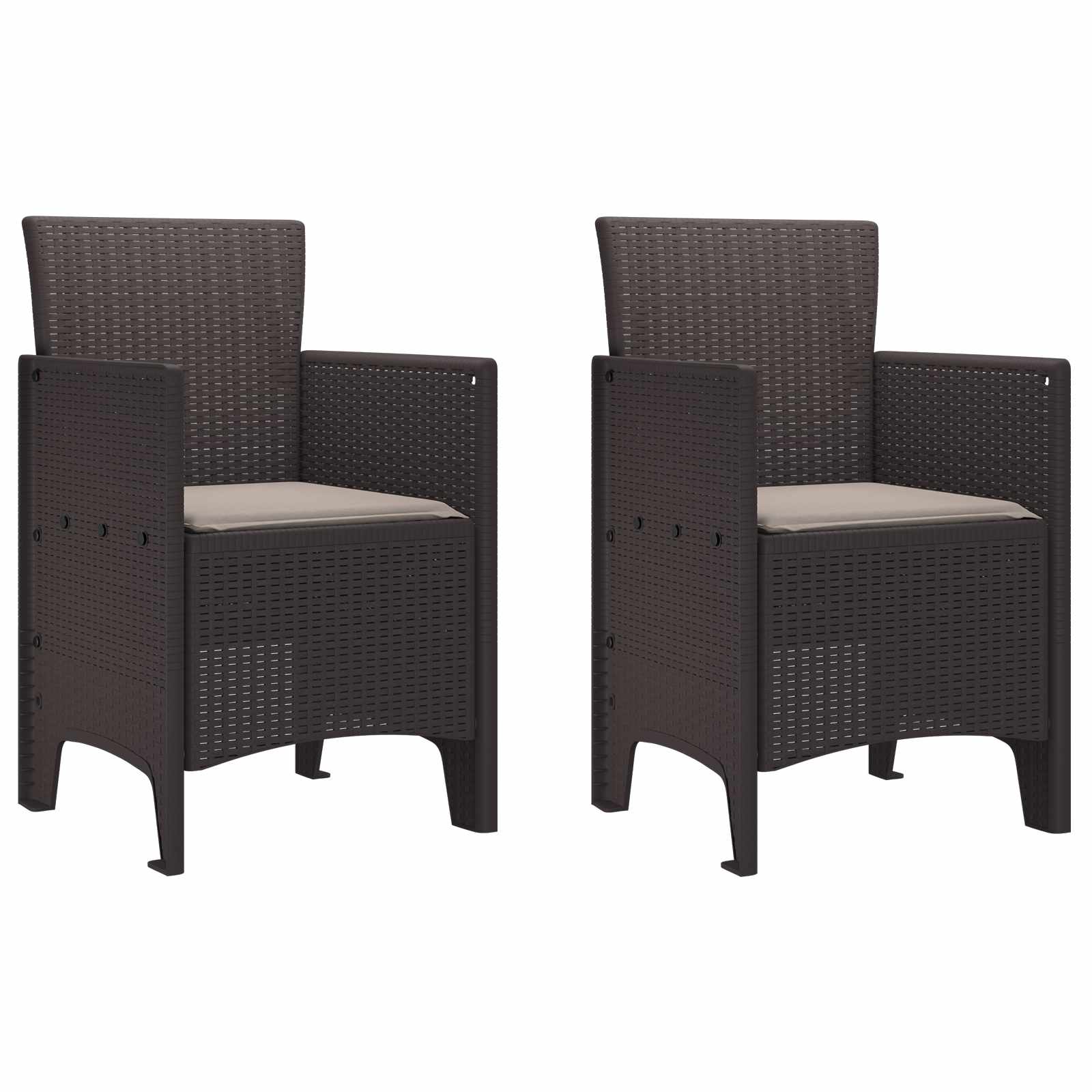 Gartenstuhl mit Kissen 2 pcs Braun 53 x 49 x 85 cm Polypropylen