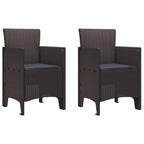 Gartenstuhl mit Kissen 2 pcs Braun 53 x 49 x 85 cm Polypropylen