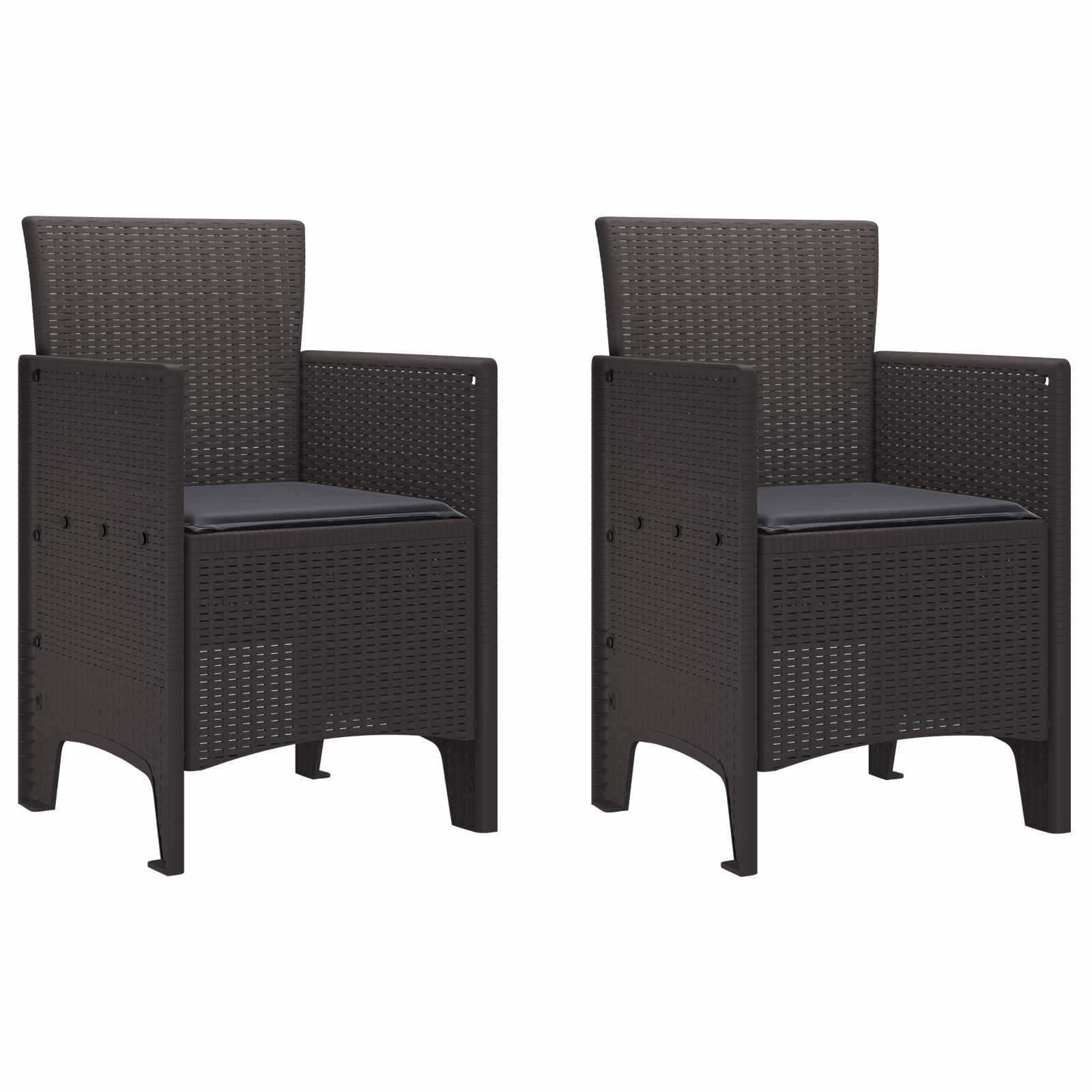 Gartenstuhl mit Kissen 2 pcs Braun 53 x 49 x 85 cm Polypropylen
