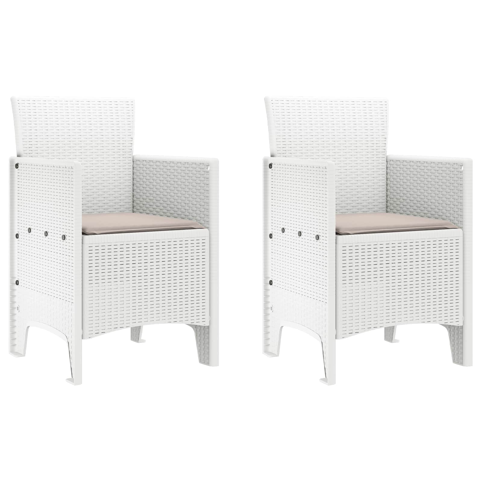 Gartenstuhl mit Kissen 2 pcs Weiß 53 x 49 x 85 cm Polypropylen