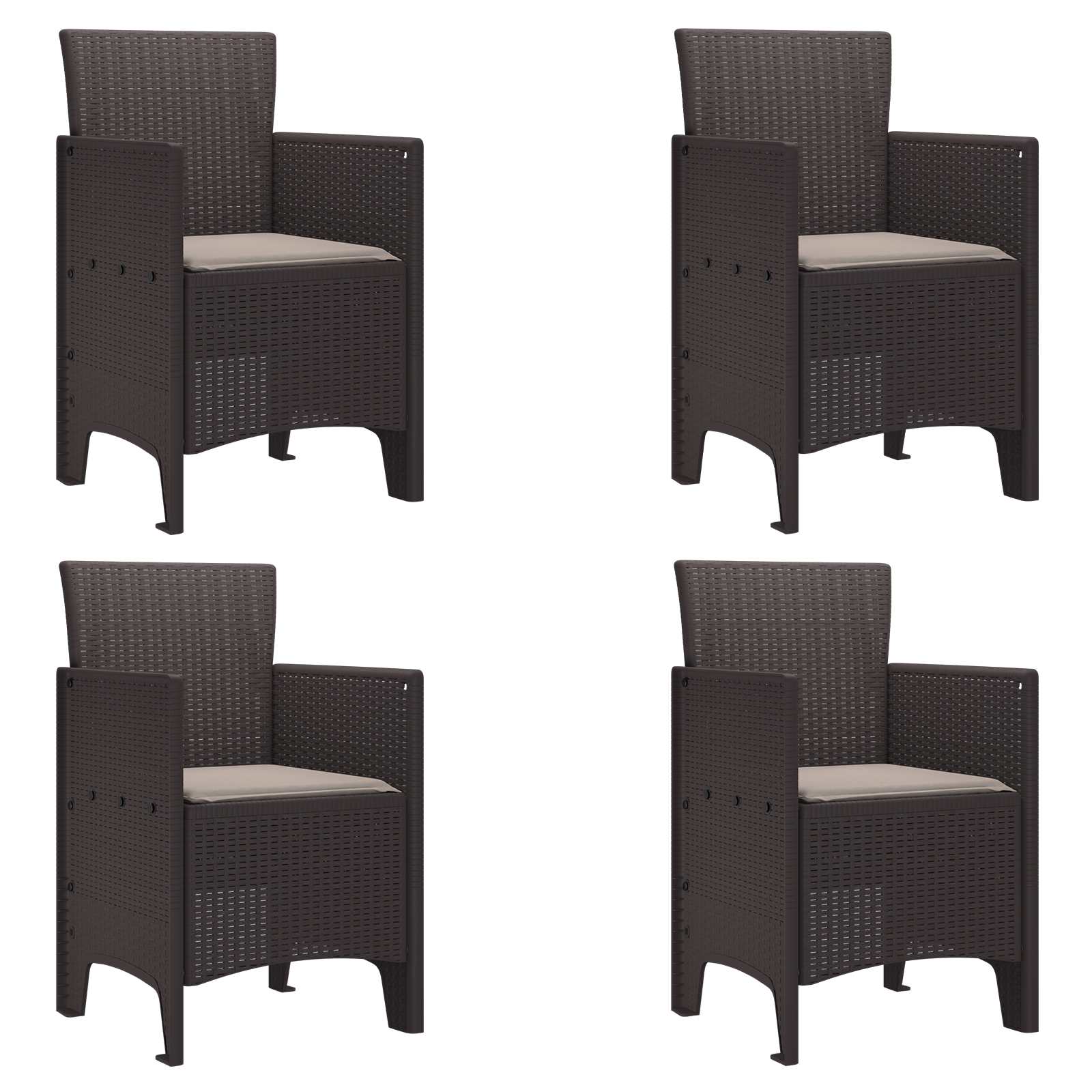 Gartenstuhl mit Kissen 4 pcs Braun 53 x 49 x 85 cm Polypropylen