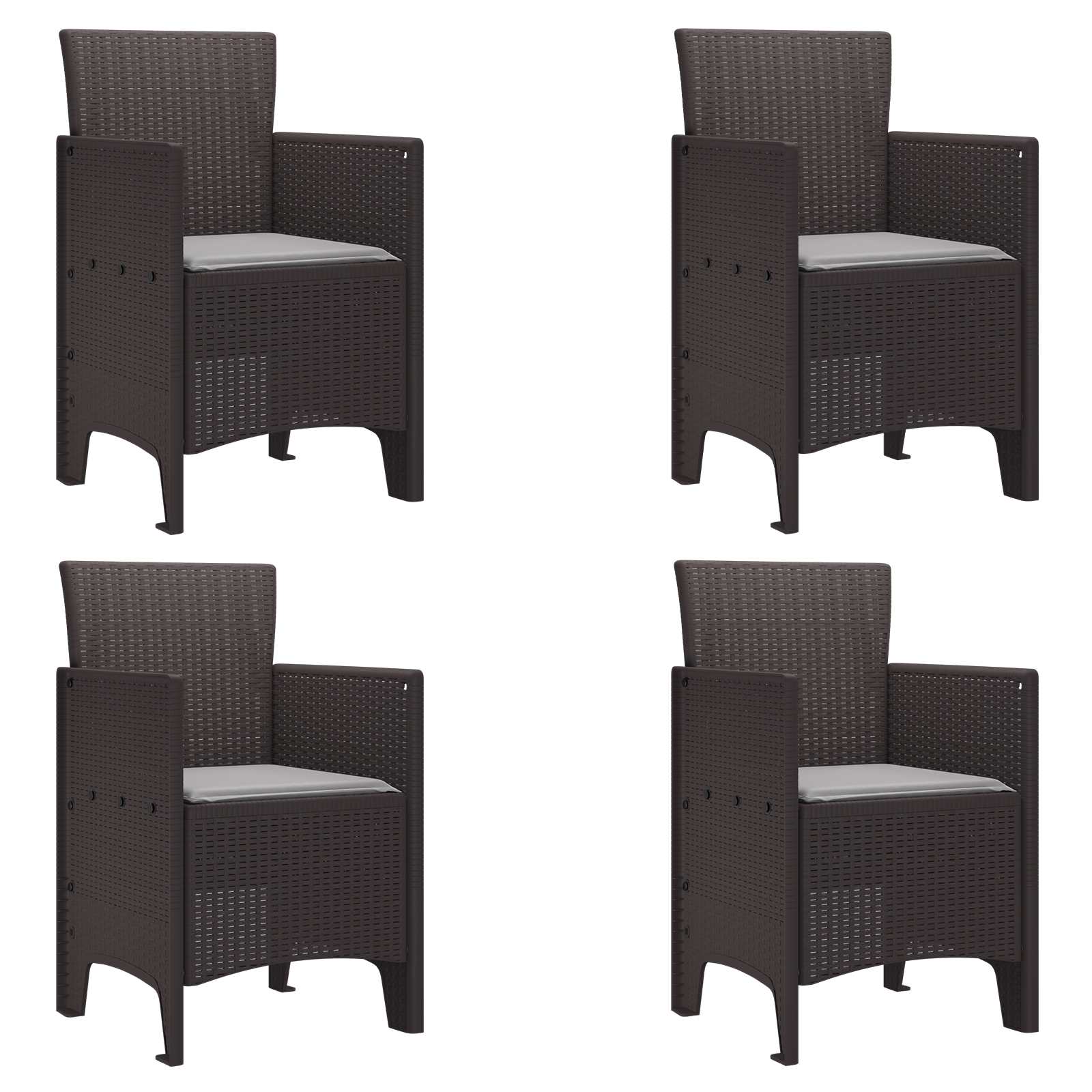 Gartenstuhl mit Kissen 4 pcs Braun 53 x 49 x 85 cm Polypropylen