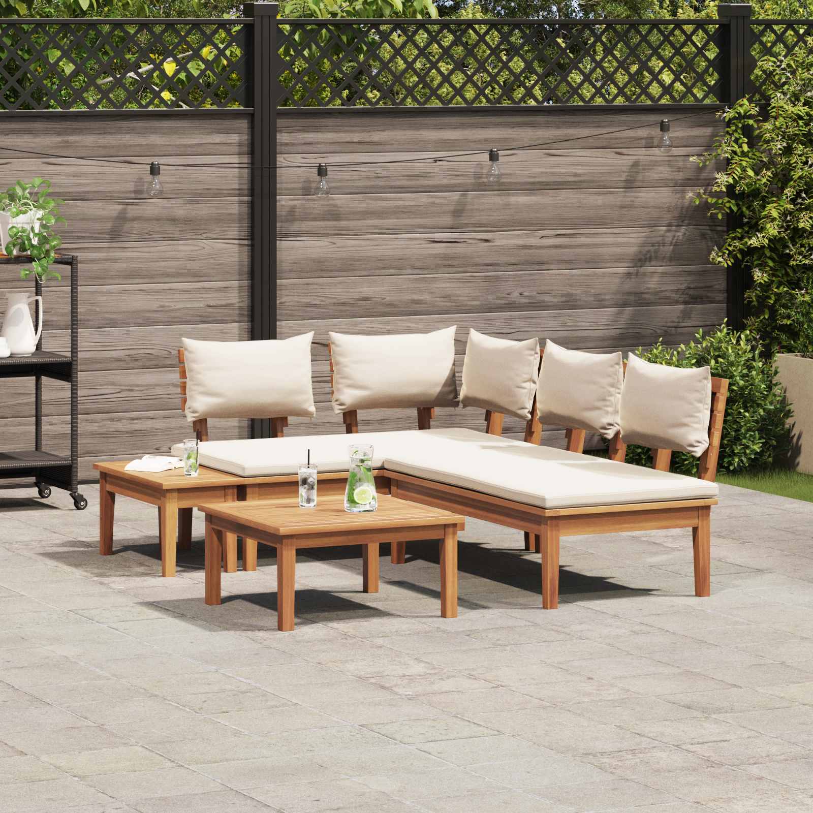 Gartensofa-set 4 pcs Braun und Creme