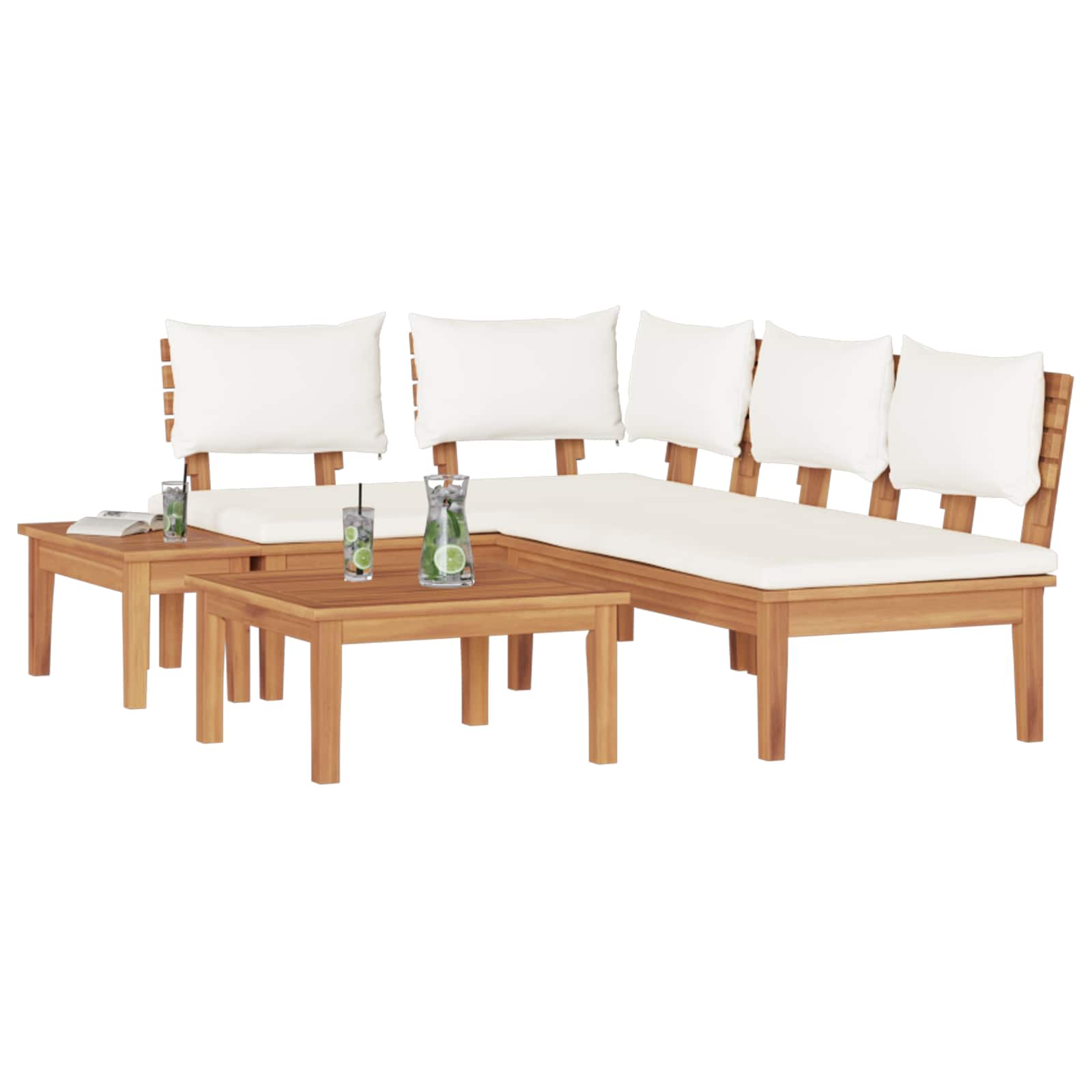 Gartensofa-set 4 pcs Braun und Creme