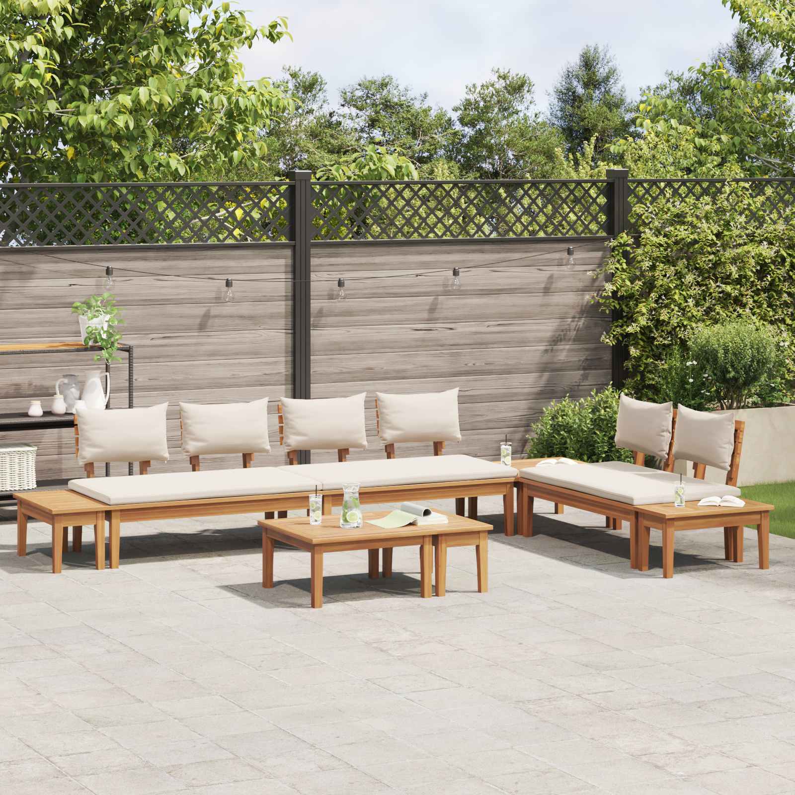 Gartensofa-set 5 pcs Braun und Creme