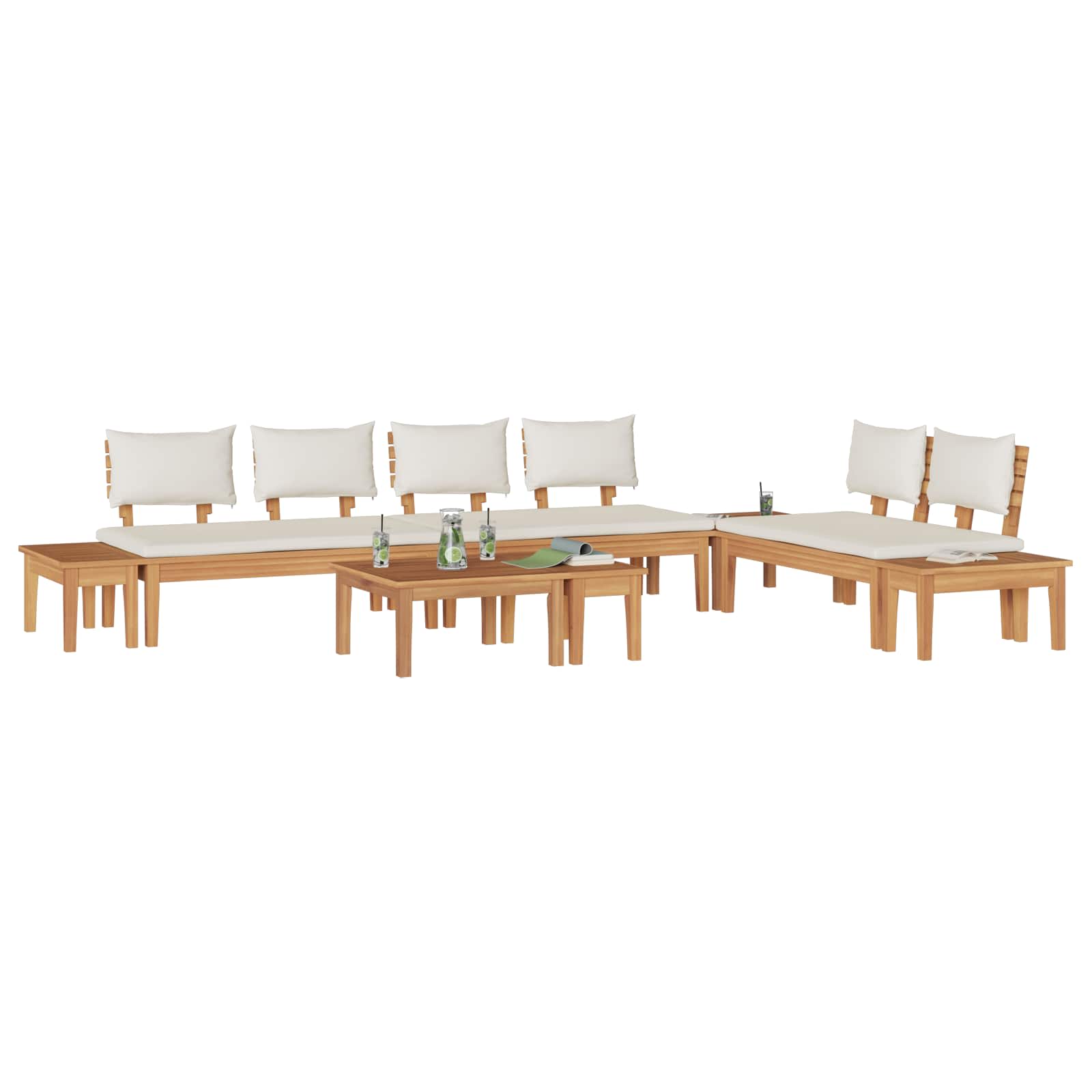 Gartensofa-set 5 pcs Braun und Creme