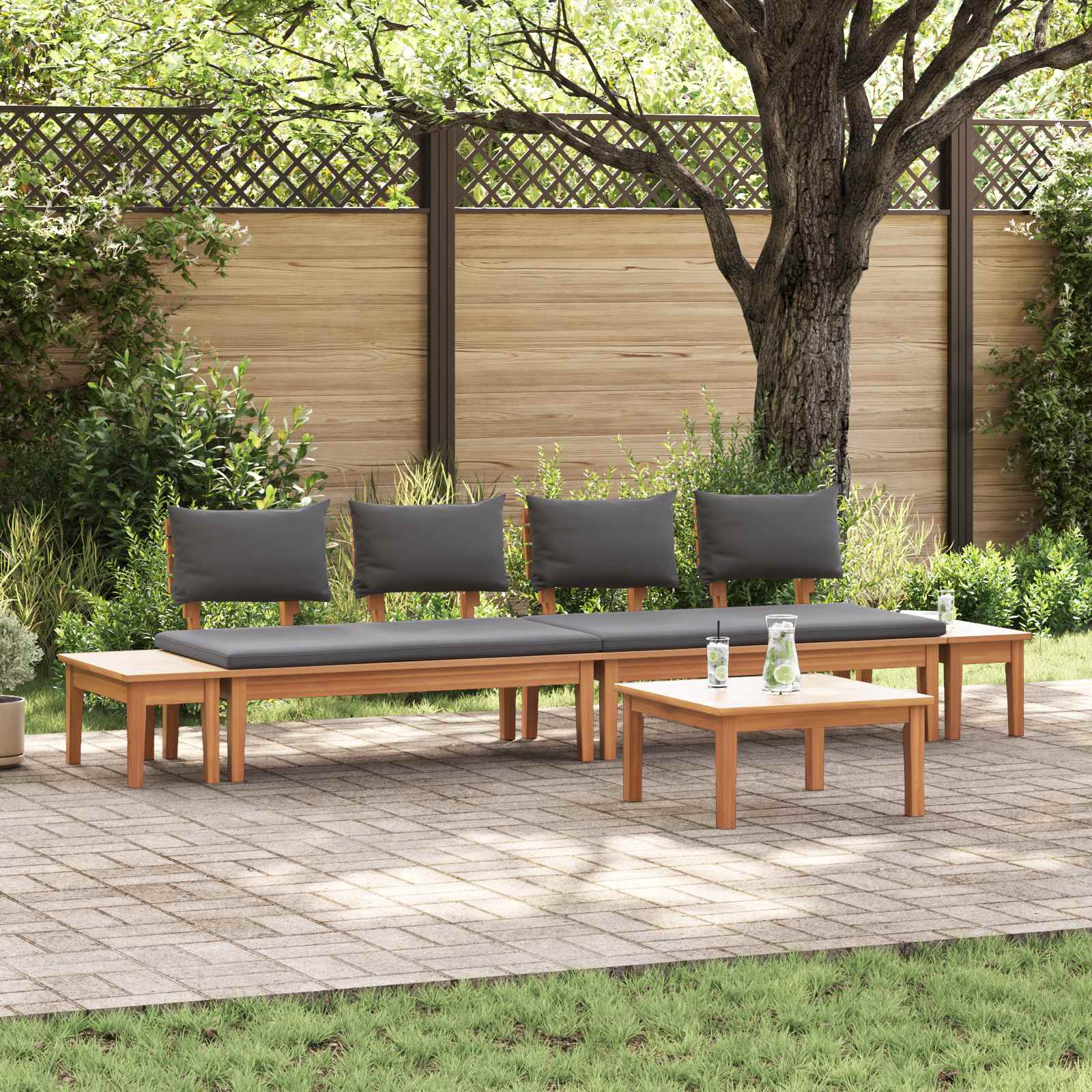 Gartensofa-set 5 pcs Braun und Grau