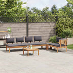 Gartensofa-set 5 pcs Braun und Grau