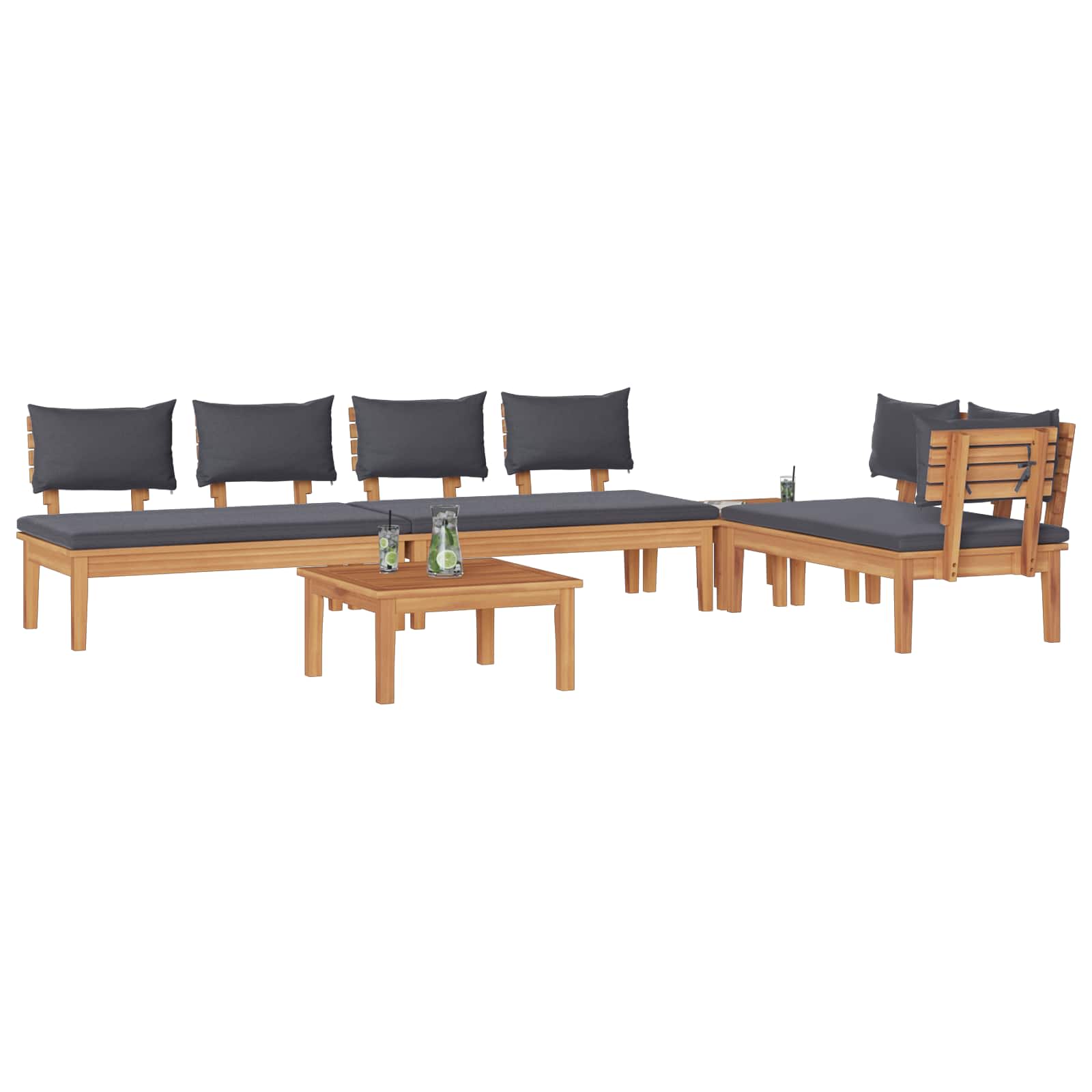 Gartensofa-set 5 pcs Braun und Grau