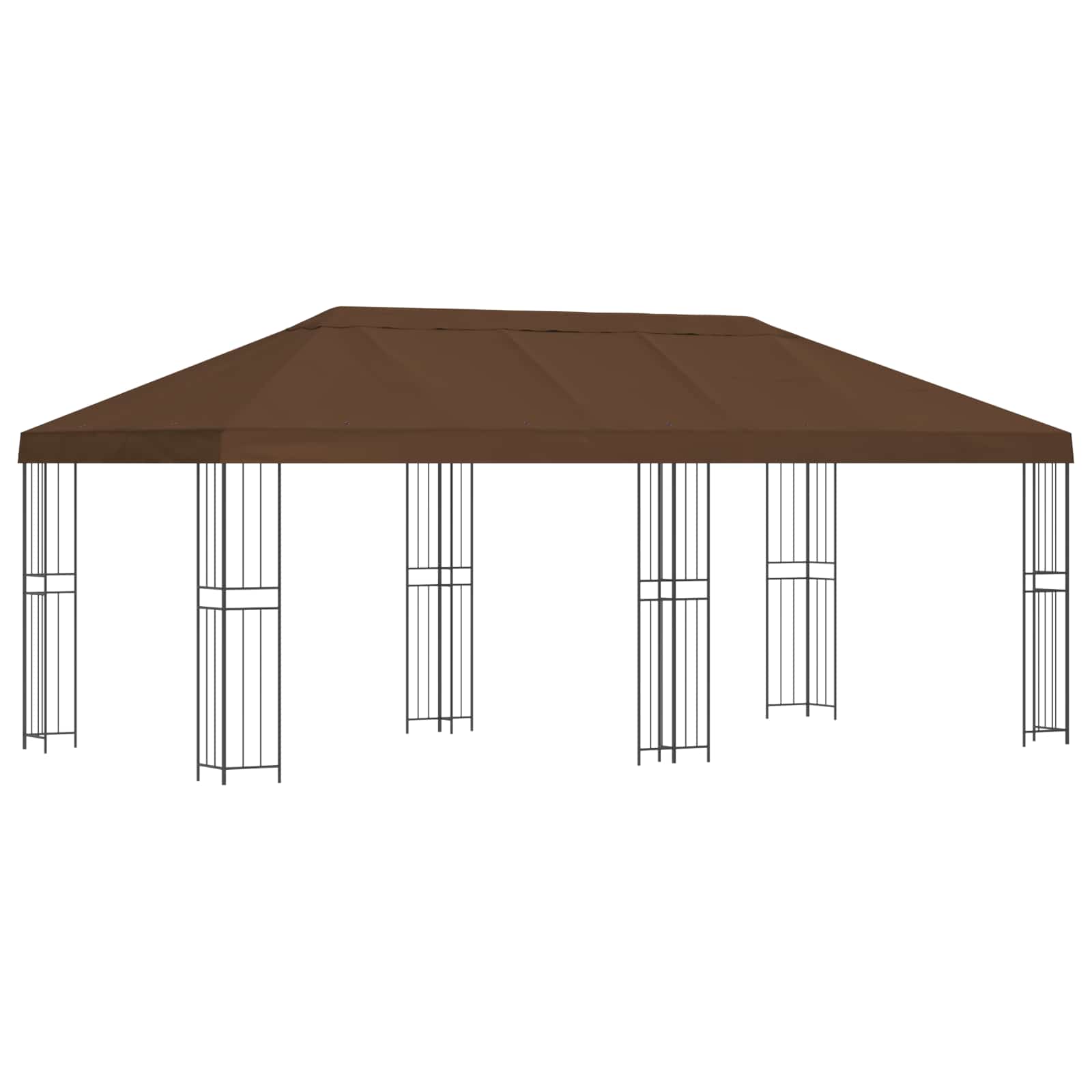 Pavillon mit Seitenwänden 6 x 3 m Braun Polyester und Stahl 190