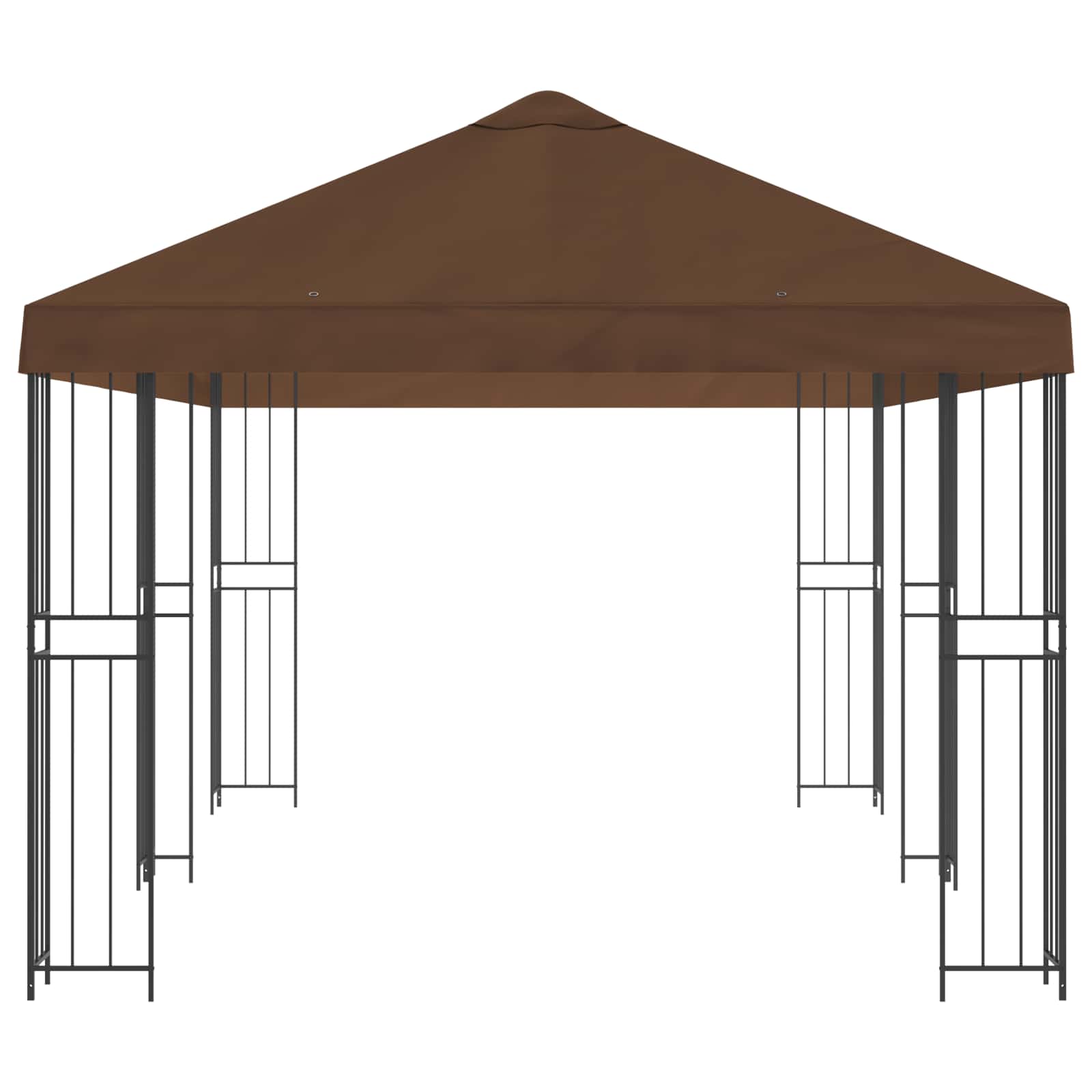 Pavillon mit Seitenwänden 6 x 3 m Braun Polyester und Stahl 190