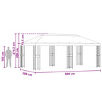 Pavillon mit Seitenwänden 6 x 3 m Braun Polyester und Stahl 190