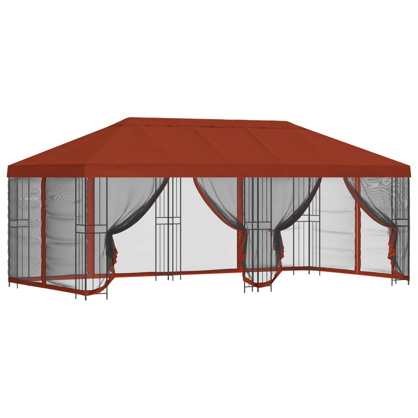 Pavillon mit Seitenwänden 6 x 3 m Terrakotta