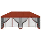 Pavillon mit Seitenwänden 6 x 3 m Terrakotta