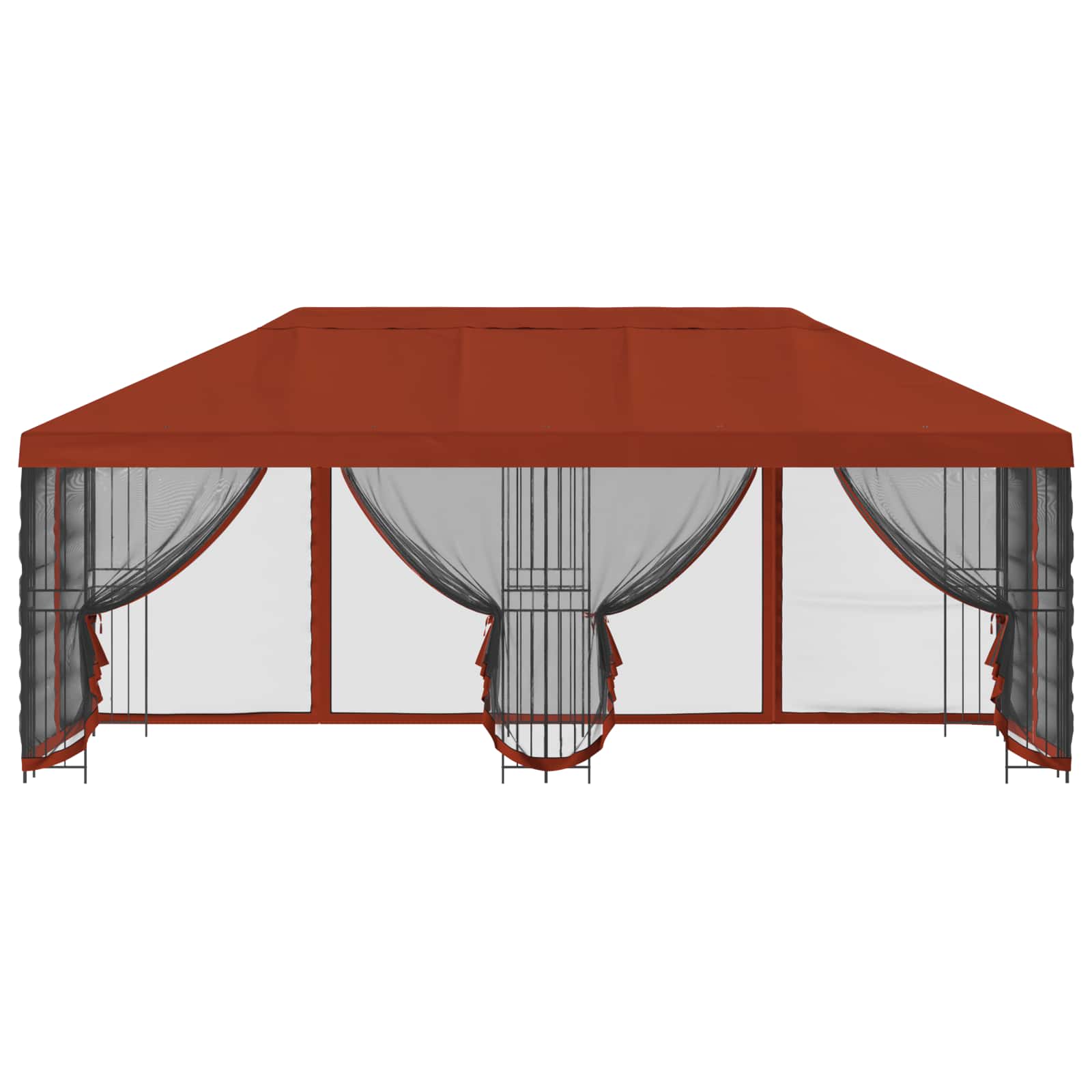 Pavillon mit Seitenwänden 6 x 3 m Terrakotta