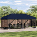 Pavillon mit Seitenwänden 6 x 3 m Blau Polyester und Stahl 190