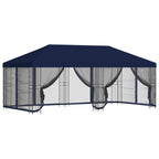 Pavillon mit Seitenwänden 6 x 3 m Blau Polyester und Stahl 190