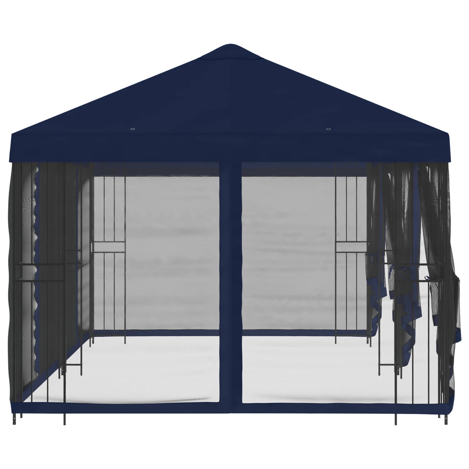 Pavillon mit Seitenwänden 6 x 3 m Blau Polyester und Stahl 190
