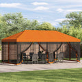 Pavillon mit Seitenwänden 6 x 3 m Orange Polyester und Stahl
