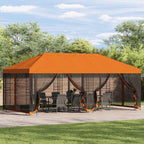 Pavillon mit Seitenwänden 6 x 3 m Orange Polyester und Stahl