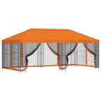 Pavillon mit Seitenwänden 6 x 3 m Orange Polyester und Stahl
