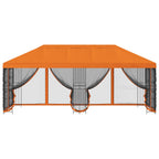 Pavillon mit Seitenwänden 6 x 3 m Orange Polyester und Stahl