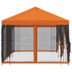 Pavillon mit Seitenwänden 6 x 3 m Orange Polyester und Stahl