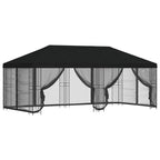 Pavillon mit Seitenwänden 6 x 3 m Schwarz Polyester und Stahl