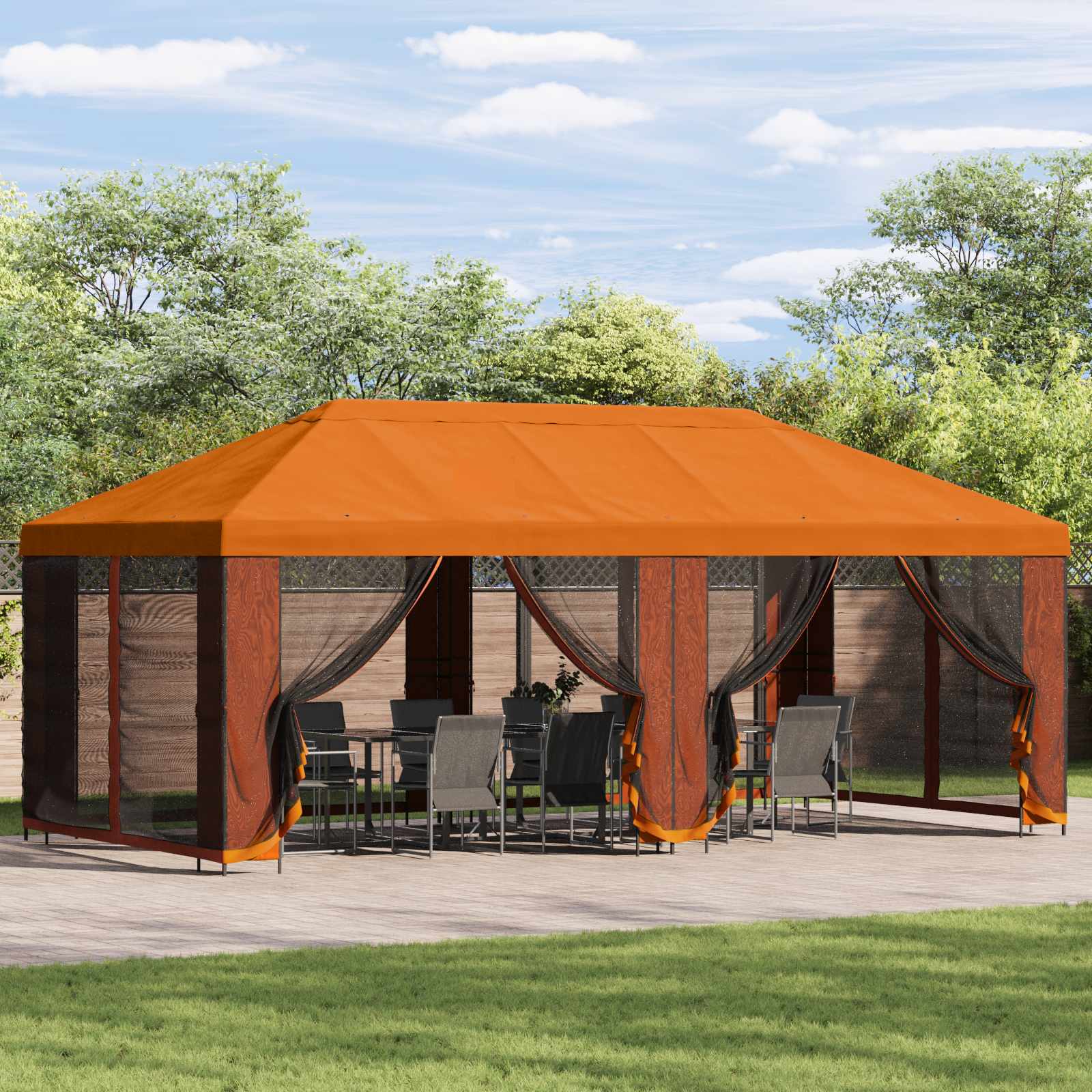 Garten Pavillon 6 x 3 m Orange Polyester und Stahl 190
