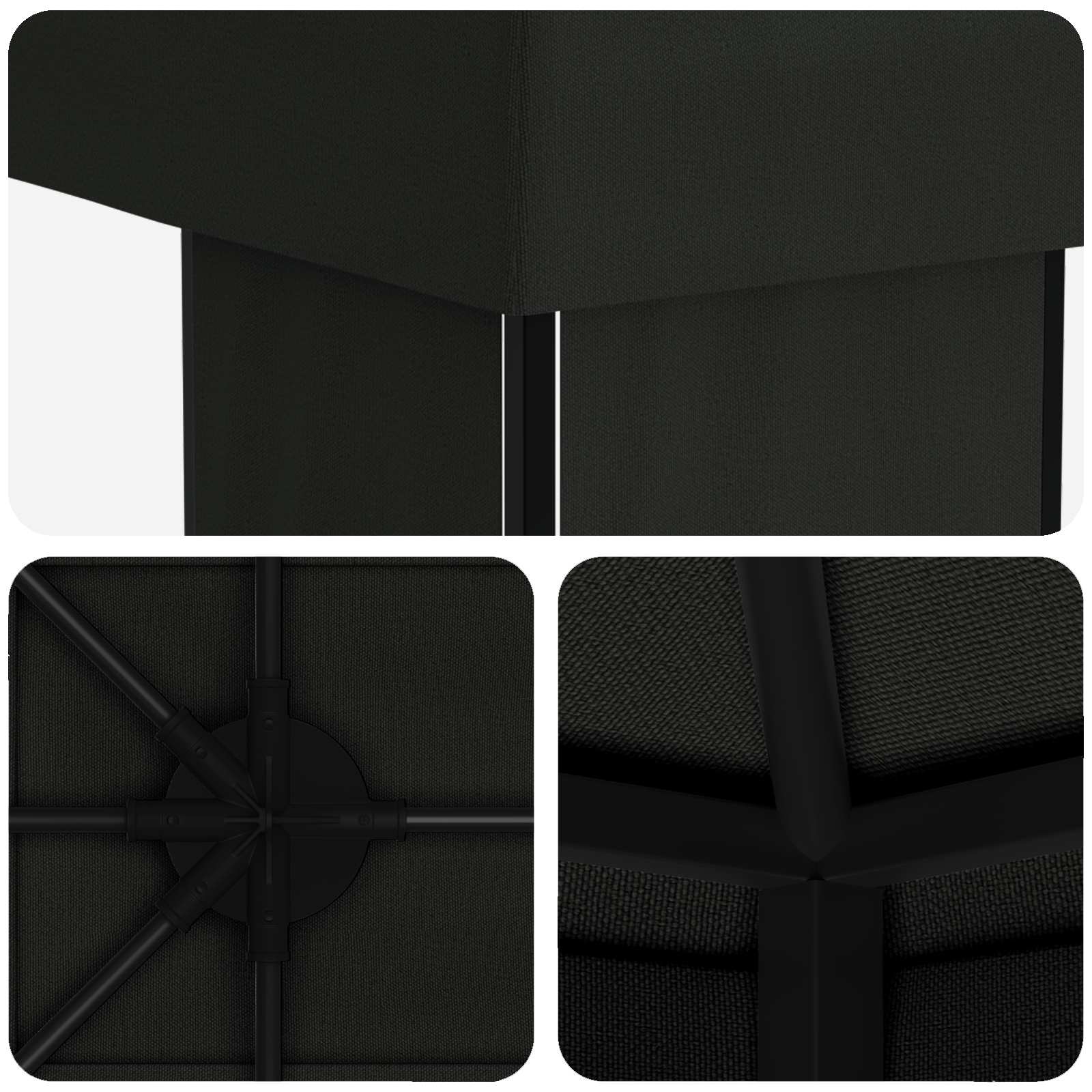 Garten Pavillon 6 x 3 m Schwarz Polyester und Stahl 190