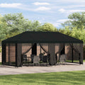 Garten Pavillon 6 x 3 m Schwarz Polyester und Stahl 190