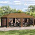 Pavillon mit Seitenwänden 6 x 3 m Beige Polyester und Stahl 190