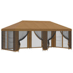 Pavillon mit Seitenwänden 6 x 3 m Beige Polyester und Stahl 190