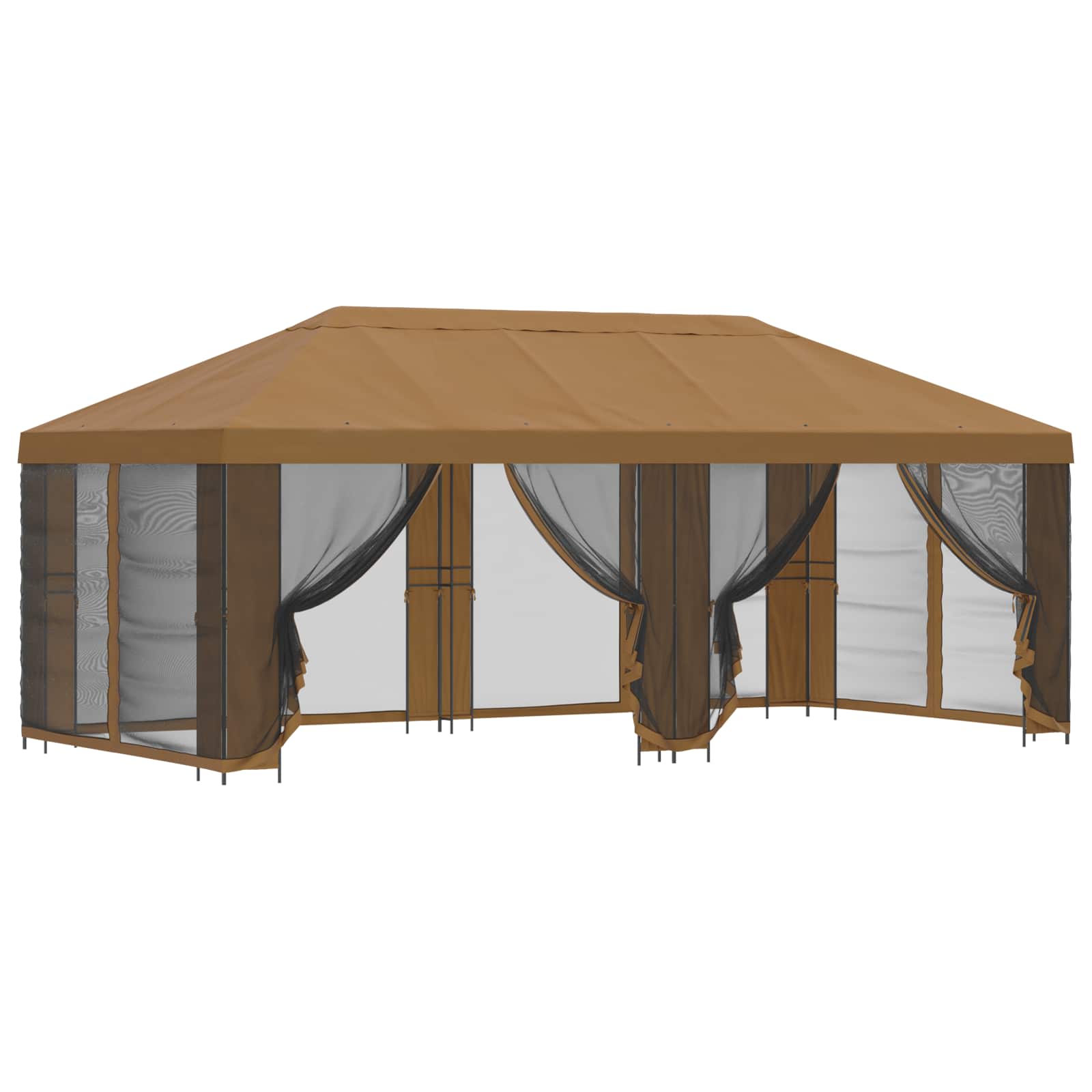 Pavillon mit Seitenwänden 6 x 3 m Beige Polyester und Stahl 190