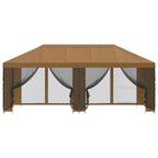 Pavillon mit Seitenwänden 6 x 3 m Beige Polyester und Stahl 190