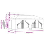 Pavillon mit Seitenwänden 6 x 3 m Beige Polyester und Stahl 190