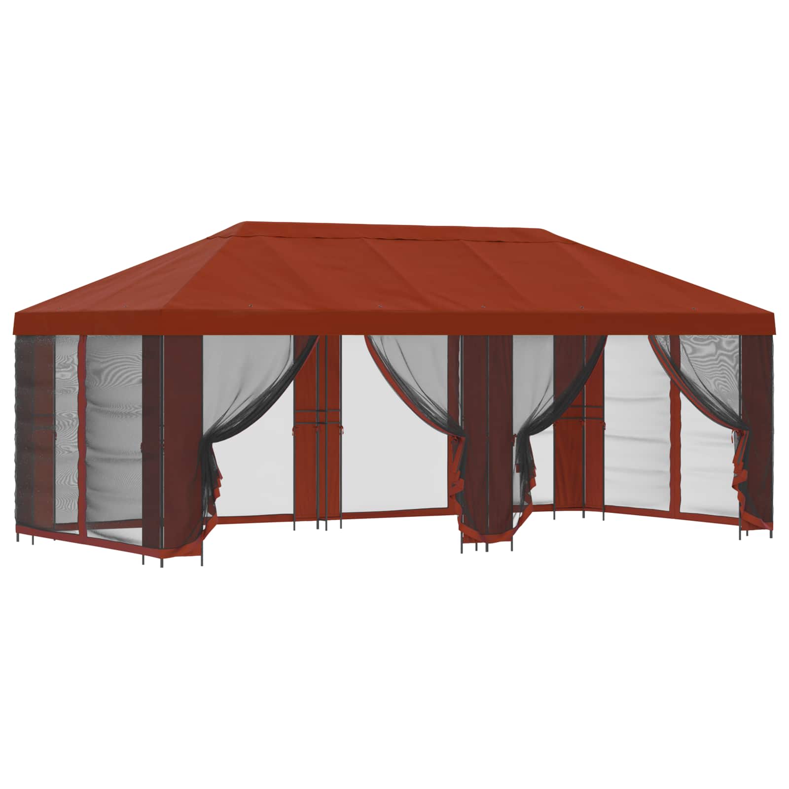 Pavillon mit Seitenwänden 6 x 3 m Terrakotta