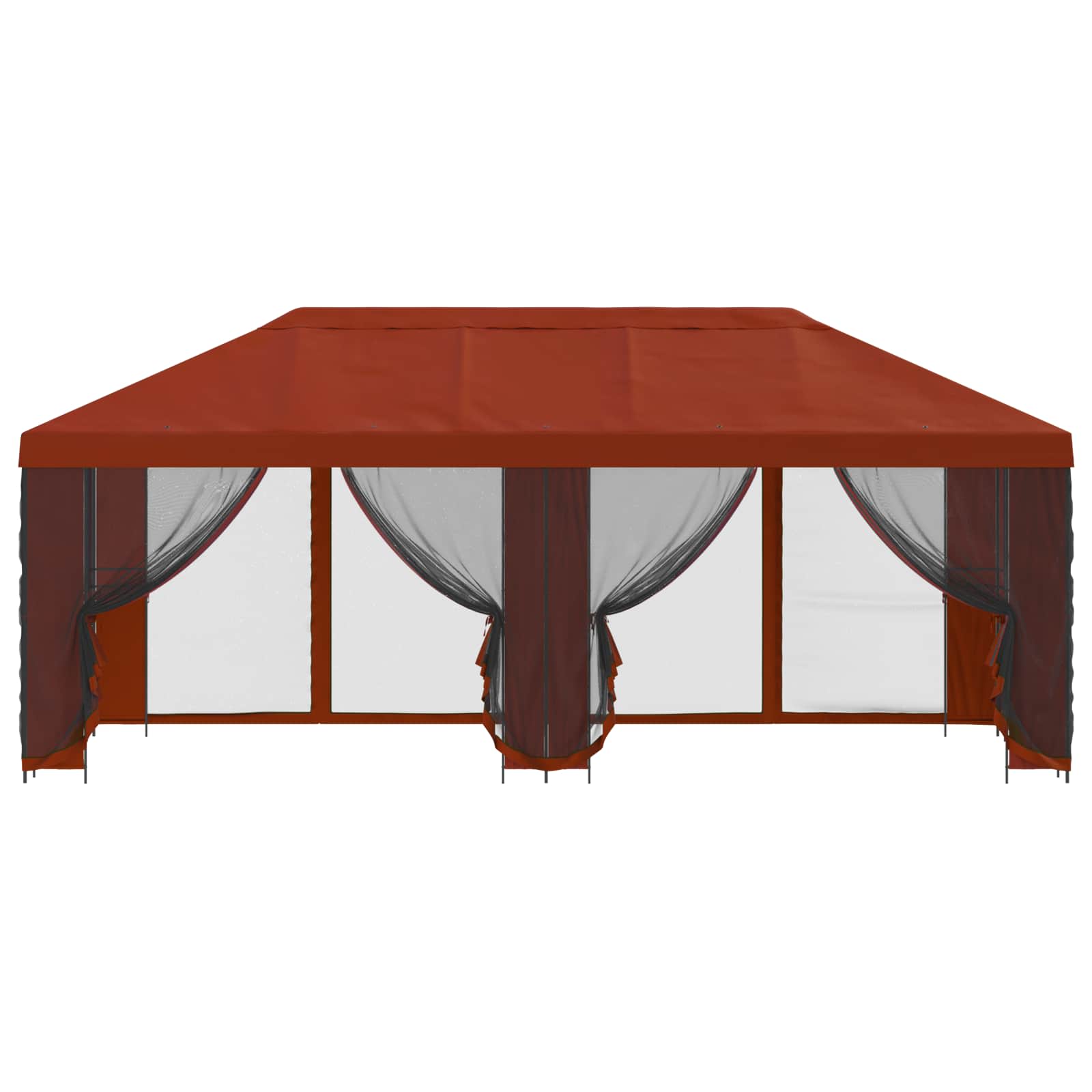 Pavillon mit Seitenwänden 6 x 3 m Terrakotta